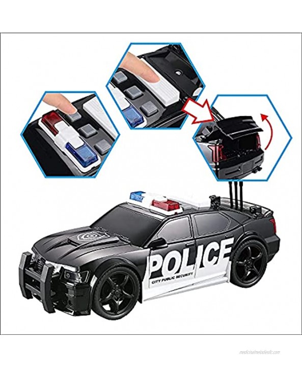 Friction Powered Emergency Police Rescue Vehicles Toy Set Includes Police Car Helicopter- Lights and Sounds for Toddlers and Boys