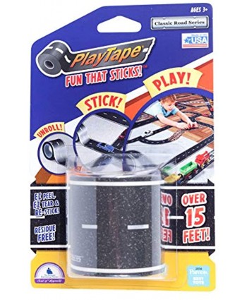 InRoad Toys PlayTape Black Road Sticker Roll for Cars and Train Sets 15 Feet 1 Pack