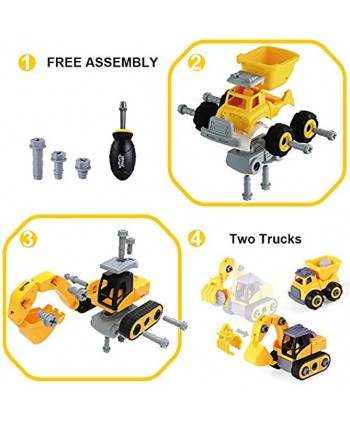 iPlay iLearn Boys Construction Truck Toys Kids Take Apart Vehicles Playset W  Screwdriver Digger Excavator Dump Trucks Kids Birthday Gifts for 3 4 5 6 Year Olds Toddlers Girls Children