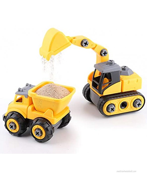 iPlay iLearn Boys Construction Truck Toys Kids Take Apart Vehicles Playset W Screwdriver Digger Excavator Dump Trucks Kids Birthday Gifts for 3 4 5 6 Year Olds Toddlers Girls Children