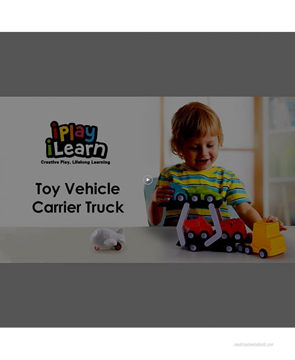 iPlay iLearn Toddler Car Carrier Truck Toys Set Boys Transport Trailer Vehicles Kids Cars Hauler Push and Go Playset Birthday Outdoor Gift for 18 24 Month 2 3 4 Years Old Baby Infant Girl Child