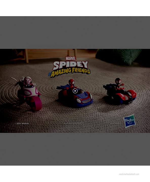 Marvel Spidey and His Amazing Friends Change 'N Go Techno-Racer Vehicle and Miles Morales: Spider-Man 4-inch Action Figure for Kids Ages 3 and Up