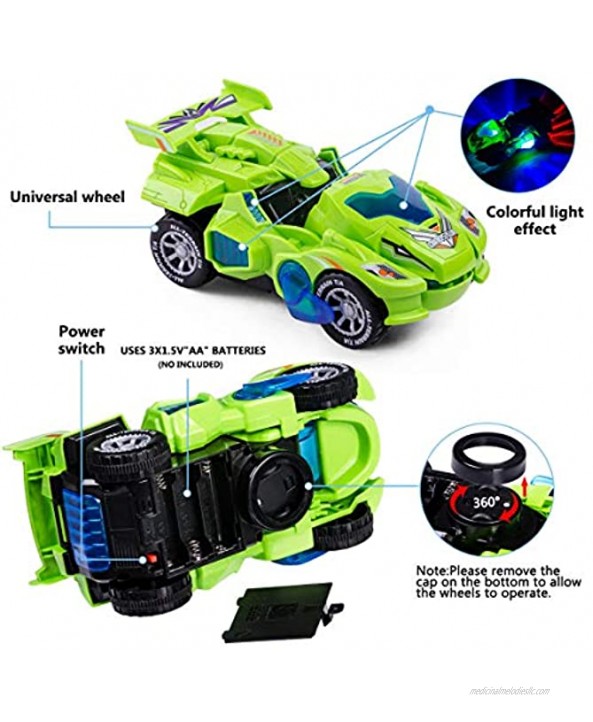 Refasy Transforming Dinosaur LED Car Deformation Car Robot Vehicle Toys for Kids