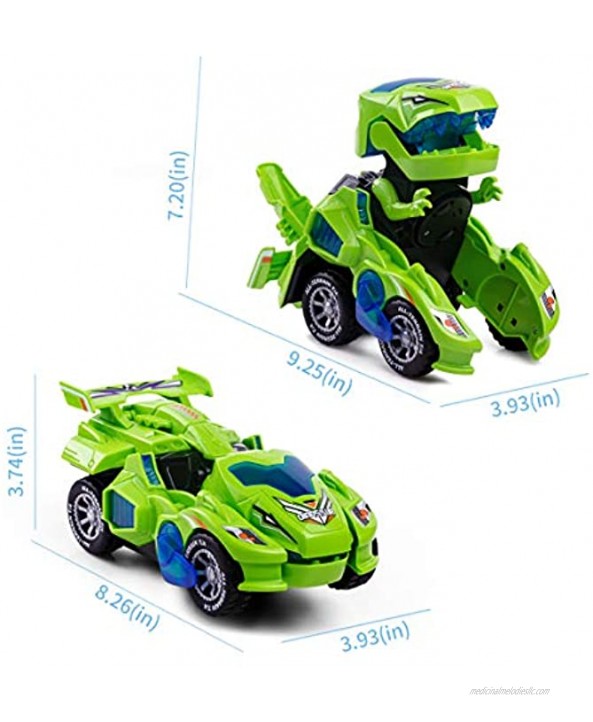Refasy Transforming Dinosaur LED Car Deformation Car Robot Vehicle Toys for Kids