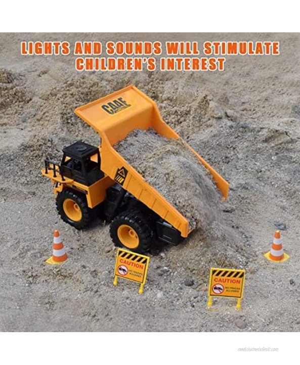 Remote Control Dump Trucks RC Dump Trucks RC Construction Vehicles Toys 6 Ch 2.4G Alloy RC Engineering Truck 4 Wheel Driver Mine Machine Model for 4,5,6,7,8,9 Year Old Boys and up with LED Light