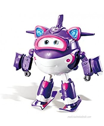 Super Wings 6'' Deluxe Transforming Supercharged Crystal Airplane Toys Action Figure| Plane to Robot | Season 4 | Preschool Gift for Kids 3 4 5 6 Year Old Boys and Girls | Light and Sound Effects