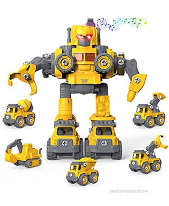 Take Apart Toys Robot Vehicle Set for Boys  GizmoVine 5 in 1 Construction Robot Toys for 4 5 6 7 8 Old Boys STEM Toys Vehicles Transform into Robot Building Toys Christmas Days Gifts for Kids