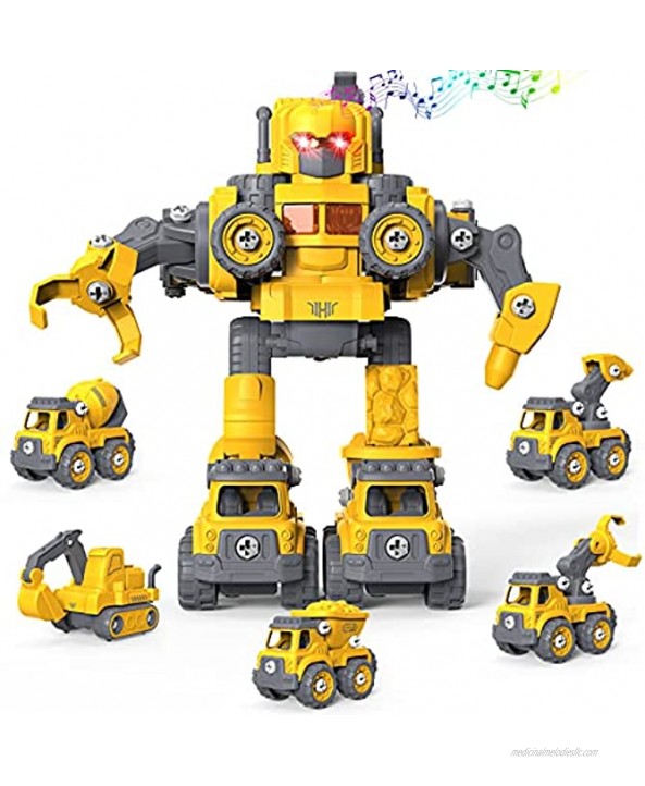 Take Apart Toys Robot Vehicle Set for Boys GizmoVine 5 in 1 Construction Robot Toys for 4 5 6 7 8 Old Boys STEM Toys Vehicles Transform into Robot Building Toys Christmas Days Gifts for Kids