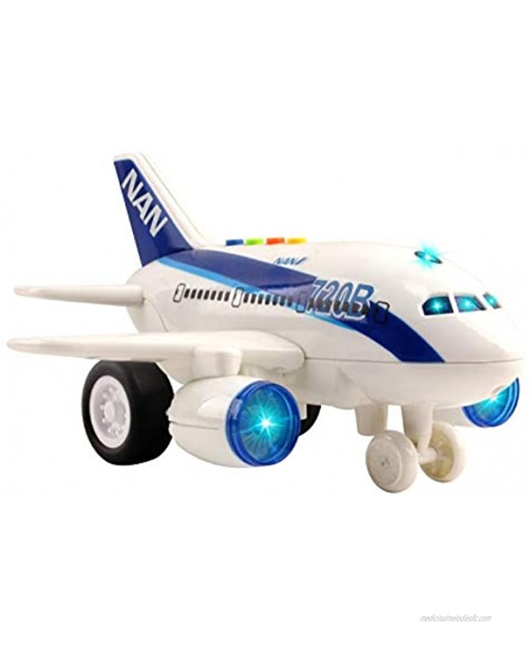Vokodo Commercial Airplane Friction Powered Aviation Toy Push and Go 1:160 Scale Aircraft with Fun Lights and Sounds Durably Built Kids Pretend Play Air Plane for Children Boys Girls