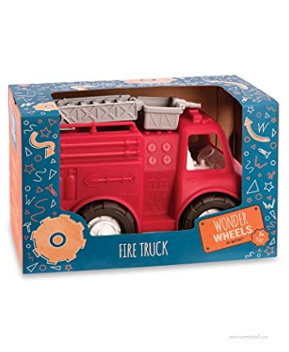 Wonder Wheels by Battat – Fire Truck – Red Fire Truck Toy with Moveable Ladder & Basket – Classic Rescue Vehicle for Toddlers Kids – Recyclable – 1 Year Old +
