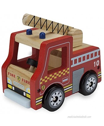 Wooden Wheels Natural Beech Wood Fire Engine by Imagination Generation Red
