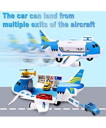 Airplane Toy with Car Toy Helicopter Set Take Apart Toy for Play Set Boy Toddler Cargo Transport Airplane Gift Age 3 4 5 6 8 Years Old 5 Mini Vehicles 1 Large Plane 1 Large Play Mat 21 Road Signs