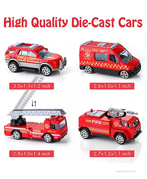 Airplane Toys Set with Transport Cargo with 4pcs Fire Fighting Theme Vehicles car Toy Plane Toys with Lights and Sounds Educational Vehicle Airplane Car Set for 3 4 5 6 Years Old Boys and Girls