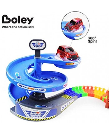 Boley Builders Race Car Track Kids Customizable 96 Piece Track Playset with Spiral Ramp Arch Bridge Toy Car and More Build The Ultimate Race Tracks for Boys and Girls!