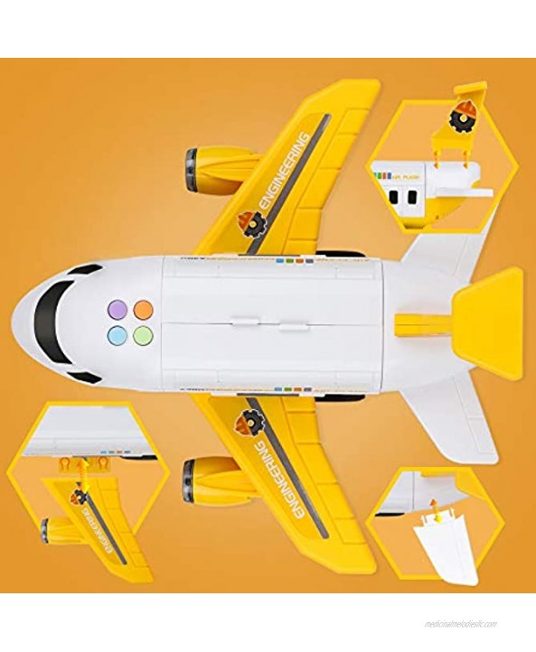 Car Toy Set Cargo Plane with Mini Educational Vehicle Construction Car Set Transport Airplane Toys w Lights & Sounds for 3+ Years Old Boys and Girls Kids Child Birthday Party Favor Gift