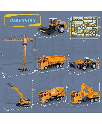 CloverCat Construction Toys for Kids Toy Construction Vehicles Playset with Excavator Tractor Truck Backhoe Crane Dump Trucks Great Birthday Gift for 3 4 5 Year Old Boys & Toddlers Set 2