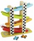 Colorful Wood Race Track Ramp with 4 Wooden Race Cars Solid Wood Educational Baby Toy for Toddler Boys and Girls Age 18-24 Months 2 Years and Up Classic Early Development Vehicle Playset Toy