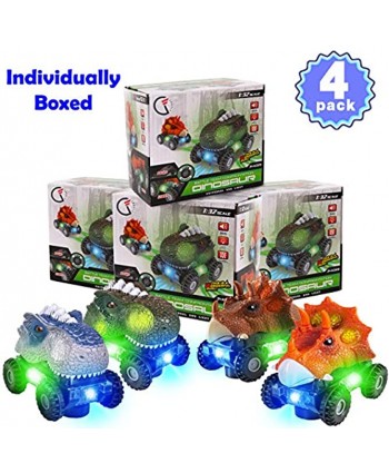 F FiGoal Dinosaur Cars with LED Light Sound Dino Car Toys Car Gifts Animal Vehicles for Boys Girls Toddles Kids Valentines Day Gift Birthday Party Teacher Classroom Prize… 4