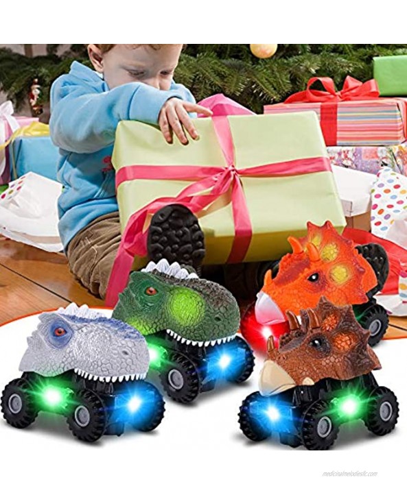 F FiGoal Dinosaur Cars with LED Light Sound Dino Car Toys Car Gifts Animal Vehicles for Boys Girls Toddles Kids Valentines Day Gift Birthday Party Teacher Classroom Prize… 4