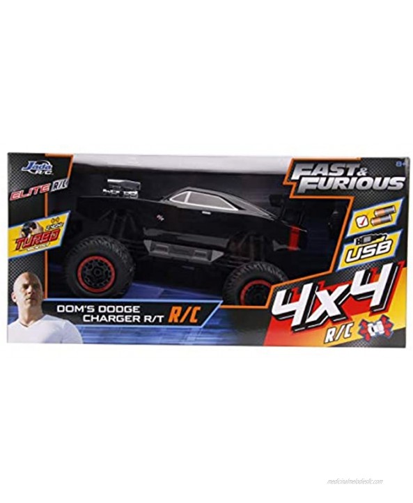 Fast & Furious 1:12 4x4 Dom's Dodge Charger Elite RC Remote Control Car 2.4 Ghz Toys for Kids and Adults