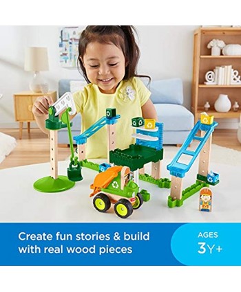 Fisher-Price Wonder Makers Design System Lift & Sort Recycling Center 35+ Piece Building and Wooden Track Play Set for Ages 3 Years & Up