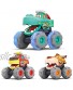 HOLA Toy Cars for 1 2 3 Year Old Boys 3 Pack Monster Truck Toy Set Friction Powered Pull Back Push and Go Cars Toys for Toddler Boys Baby Gift Bull Truck Leopard Truck Crocodile Trucks