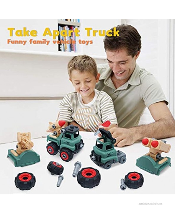 KANKOJO Take Apart Toys for Kids Take Apart Truck for Boys Take Apart Military Truck with Tools 4 in 1 Educational Toy Birthday Gifts Boy for 3,4,5,6,7 Years Old Kids
