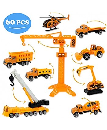 Liberty Imports Engineering Construction Toys Site Pretend Play Bucket Set Variety Pack with Diecast Cars Trucks Tractor Equipment Vehicles Figures Signs Cones and Accessories