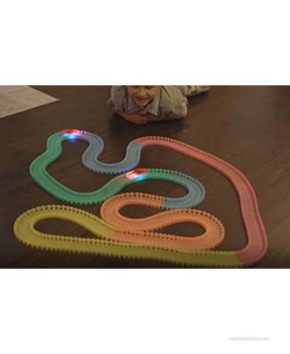 Mindscope Twister Tracks Micro Neon Glow in The Dark 11 feet Flexible Assembly Track Emergency Series Rechargeable car