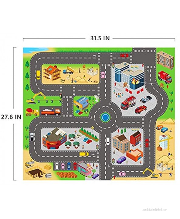 Mini Fire Fighting Truck Transport Delivery Truck Construction Vehicle Play Set with a Kid Play Car City Map 28” x 31” Engineering Vehicle Toy Play Cars for Kids Boys or Girls