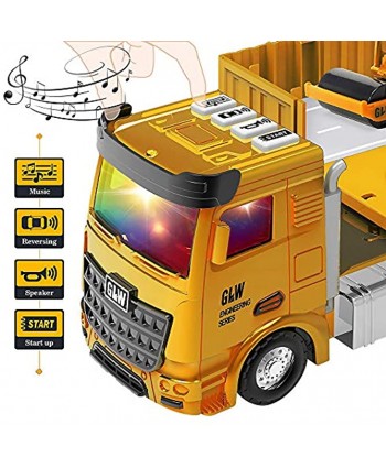 OR OR TU Alloy Construction Trucks Vehicle Toys for Kids Sounds Lights Effects Take Apart Container,Crane,Excavator Trucks,Cement Mixer,Dumper,Forklift for 3 4 5 6 7+ Years Old Boys Girls Best Gift