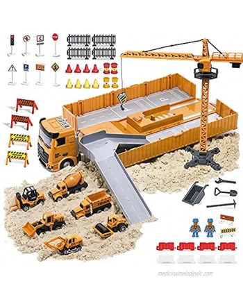 OR OR TU Alloy Construction Trucks Vehicle Toys for Kids Sounds Lights Effects Take Apart Container,Crane,Excavator Trucks,Cement Mixer,Dumper,Forklift for 3 4 5 6 7+ Years Old Boys Girls Best Gift