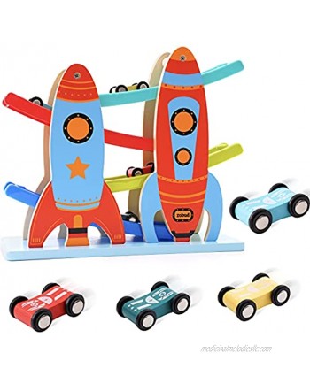 ROBUD Toy Car Ramp Toddler Race Track Toy with 4 Cars Ramp Racer Toy Kids Toy Vehicle Playsets