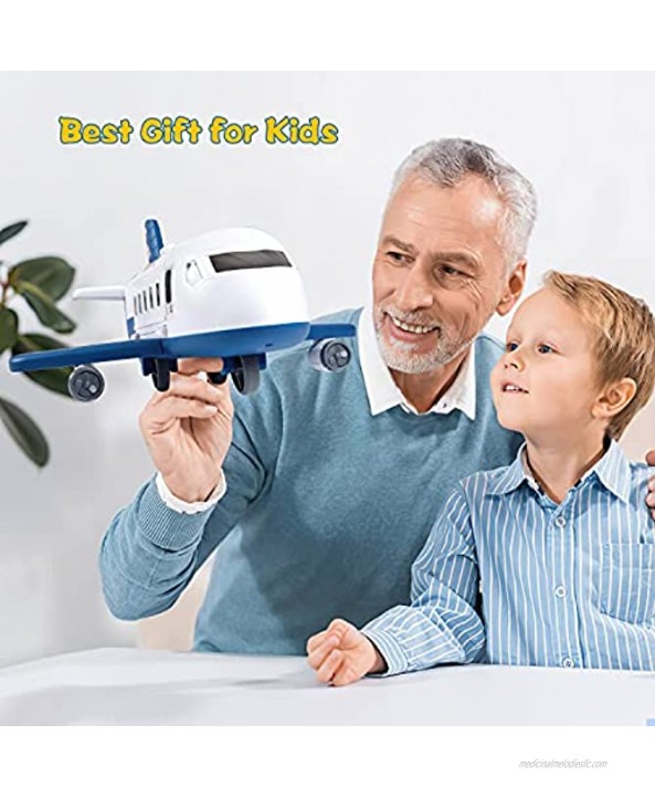 Tabiger Airplane Toys Transport Cargo Airplane with 4Pcs Metal Fire Trucks Car Toy Set for 3 4 5 6 Years Old Boys Girls Plane Toy Cars Birthday Gift for Kids Toddlers