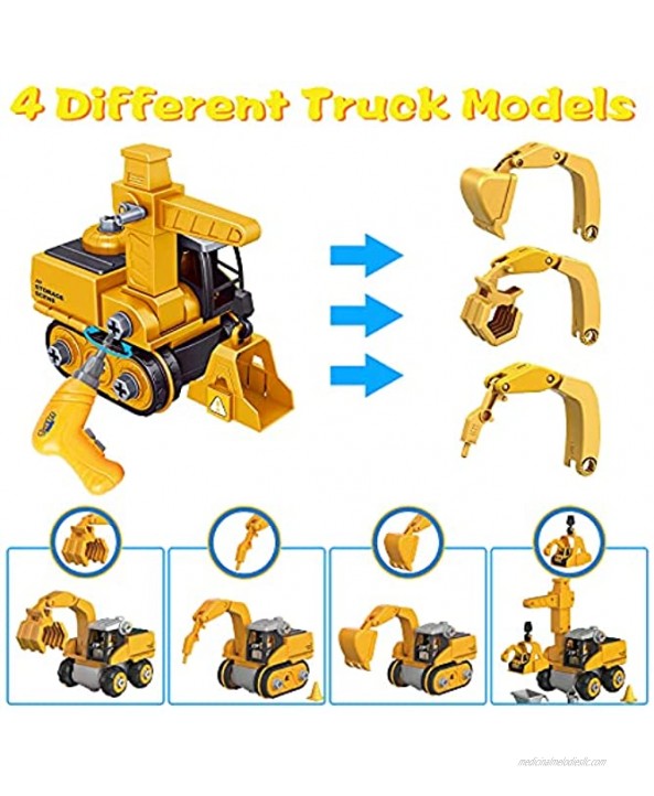 Toys for 3 4 5 6 7 8 Year Old Boys Noetoy Take Apart Toys with Electric Drill 4 in 1 DIY Take Apart Truck Construction Toys Christmas Birthday Gifts for 5 6 7 8 9 10 Year Old Boys Girls Kids