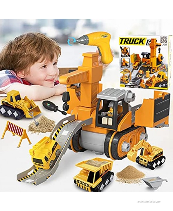 Toys for 3 4 5 6 7 8 Year Old Boys Noetoy Take Apart Toys with Electric Drill 4 in 1 DIY Take Apart Truck Construction Toys Christmas Birthday Gifts for 5 6 7 8 9 10 Year Old Boys Girls Kids