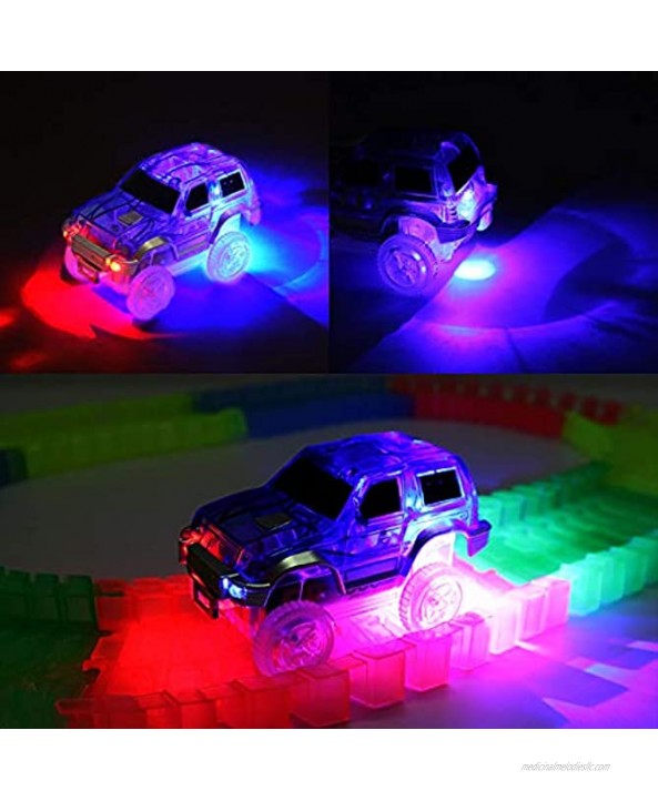 Tracks Cars Replacement only,Additional Toy Car for RaceTracks Glow in The Dark Race Car Track Accessories with LED Flashing Lights,Compatible with Most Tracks Playset for Kids 3Pack Track Cars
