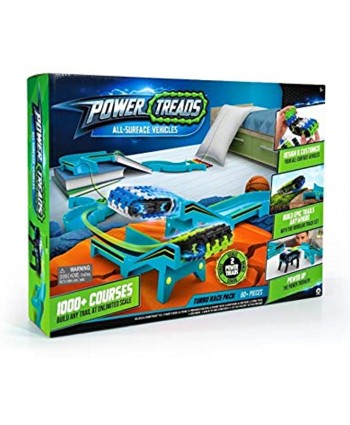 WowWee Toys Power Treads All Surface Vehicles Turbo Race Pack 60+ Pieces 2 Bonus Power Treads 1000 + Courses Design and Customize Comes with Glow in The Dark Stickers