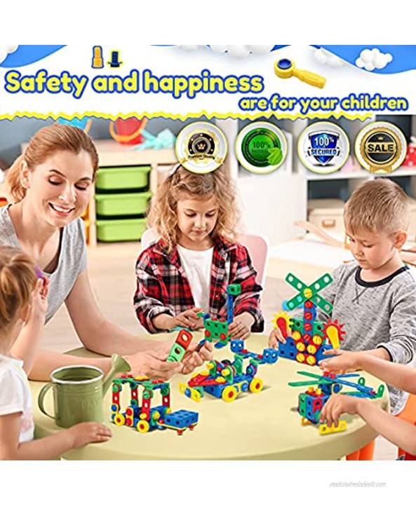 Building Blocks STEM Toys Educational Construction Set Engineering Toys Kit Creative Activities Games Learning Gift for Kids 4-8 Years with Toy Storage Box