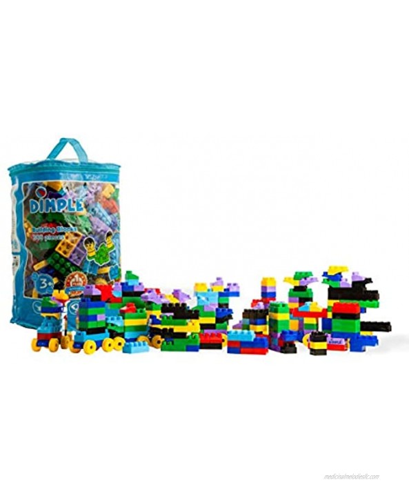 Dimple Large Blocks for Toddlers Kids 300-Piece Set Stackable Multi-Colored Interlocking Toys Safe Non-Toxic Plastic Bright Colors Waterproof Boys and Girls Age 3 +