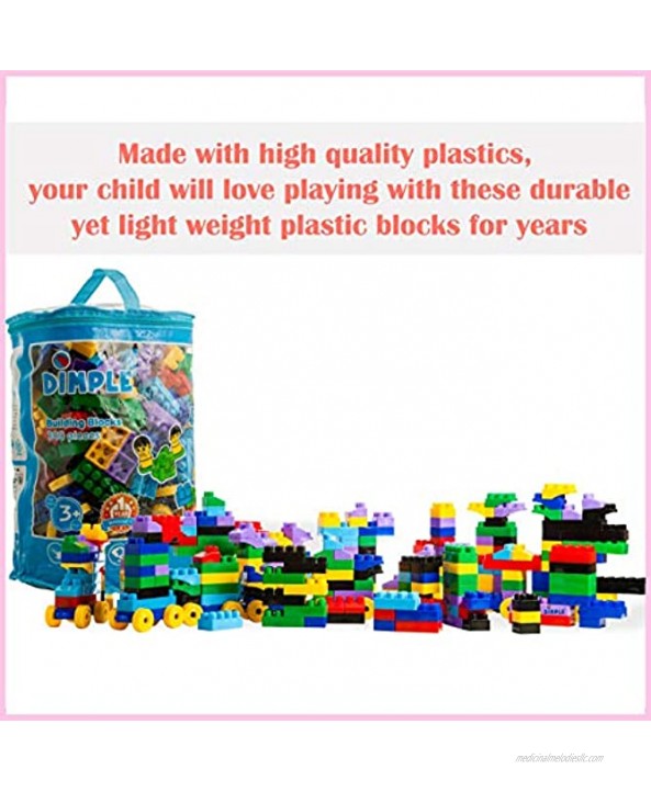 Dimple Large Blocks for Toddlers Kids 300-Piece Set Stackable Multi-Colored Interlocking Toys Safe Non-Toxic Plastic Bright Colors Waterproof Boys and Girls Age 3 +