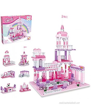 Girls Princess Castle Building Blocks Toys Dream Castle Toys for 6 7 8+ Year Old Girls Educational Toys for Kids Pink Palace Toys with Flashing LED Lights Best Gifts for Girls 6-12 Birthday Christmas