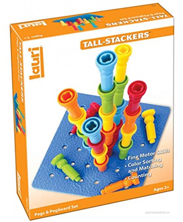 Lauri Tall-Stackers Pegs and Pegboard Set Multi 26 Pieces