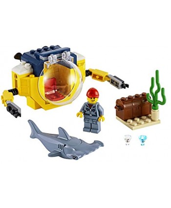 LEGO City Ocean Mini-Submarine 60263 Underwater Playset Featuring a Toy Submarine Pirate Treasure Chest Hammerhead Shark Figure and a Pilot Minifigure Great Gift for Kids 41 Pieces