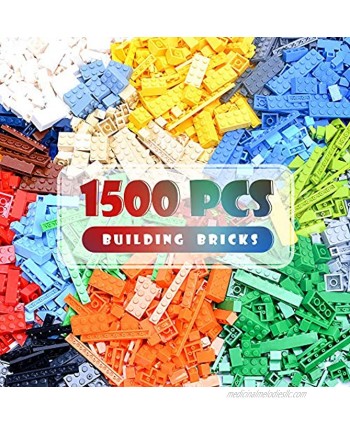 Lekebaby 1500 Pieces Classic Building Bricks Set Basic Building Blocks Compatible with All Major Brands