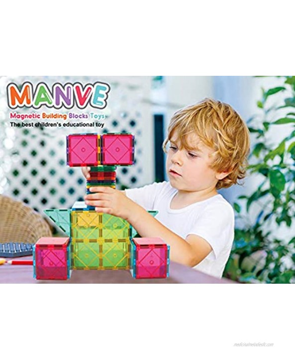 Magnetic Tiles Building Blocks Toy 130 PCS Clear Colors Set，Educational Toys for Children Ages 3 Years +