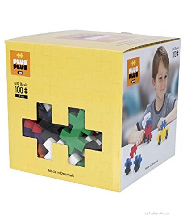 PLUS PLUS BIG Open Play Set 100 Piece Basic Color Mix Construction Building Stem Toy Interlocking Large Puzzle Blocks for Toddlers and Preschool