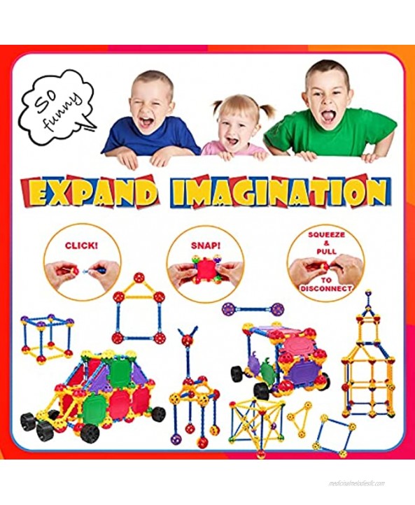 STEM Building Toys for Kids Ages 4-8 Educational STEM Learning Toys with Storage Box STEM Tinker Toys Kit Fun Blocks Creative Construction Engineering Toy Gift for Boys & Girls 164 Pcs
