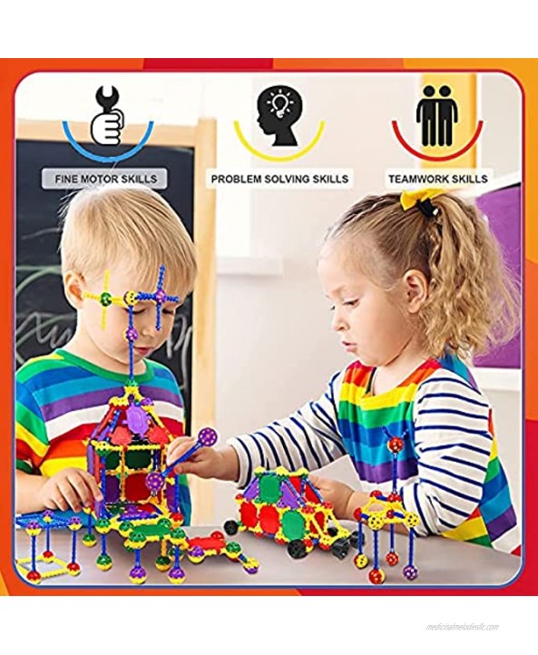 STEM Building Toys for Kids Ages 4-8 Educational STEM Learning Toys with Storage Box STEM Tinker Toys Kit Fun Blocks Creative Construction Engineering Toy Gift for Boys & Girls 164 Pcs