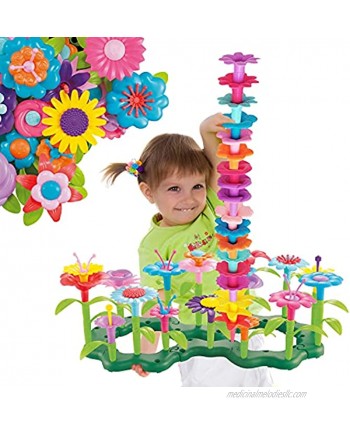 ToyVelt Flower Garden Building Toys for Girls 148 pcs Floral Arrangement playset Stem Toy Plus A Container Flower Toy for Kids Ages 3,4,5,6,7 Year Old